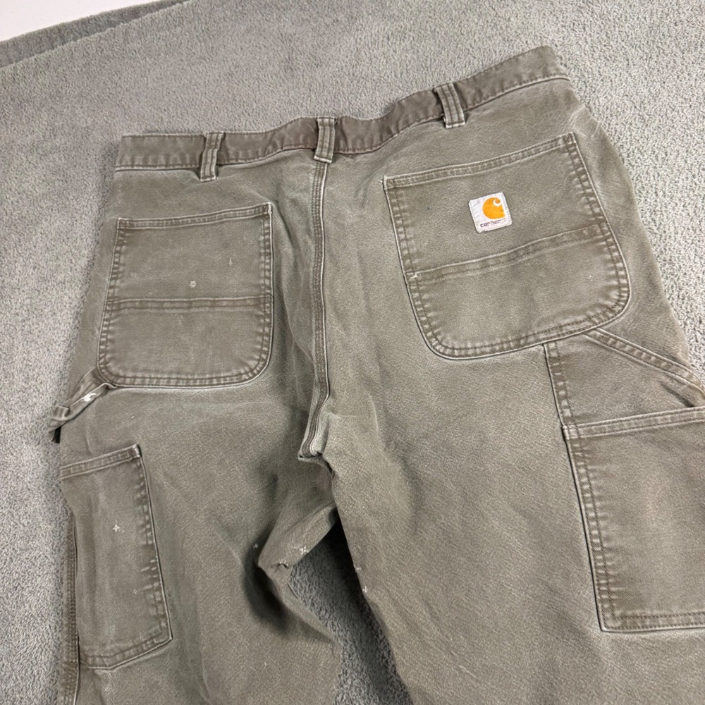 Carhartt Mens Relaxed Fit Carpenter Pants 36x30 Olive Green Paint Splatter 9512